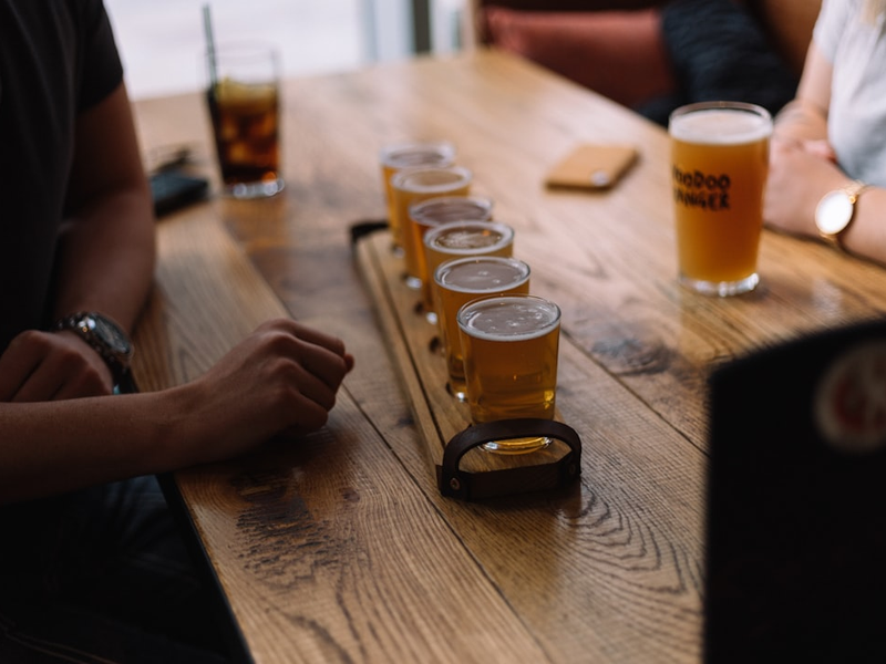 Craft beer flight in Little Creatures bar in London