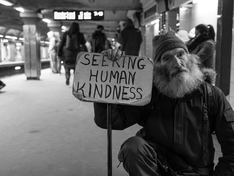 I met Michael in a Boston subway station. I told him I liked his sign. “What matters is what it means to you,” he told me. I asked what it meant to him. “Doing a deed or expressing kindness to another person without expecting anything in return,” Michael said. I love approaching strangers wherever I go. Listening and talking to them teaches you about people and how similar we all are to one another. Just like Michael, we’re all seeking human kindness.