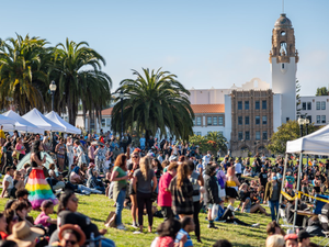 a crowd of people at an outdoor event