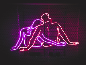 Neon light with couple 