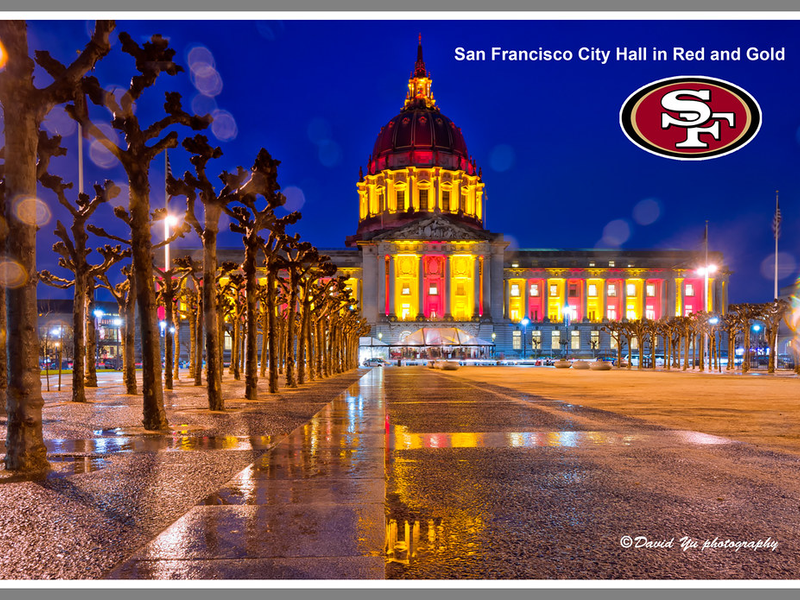 City Hall in Red and Gold. GO San Francisco 49ers!!!