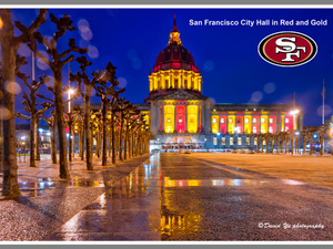 City Hall in Red and Gold. GO San Francisco 49ers!!!