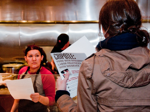 Leafleting DC area Chipotle restaurants in support of immigrant workers fired in MN.
