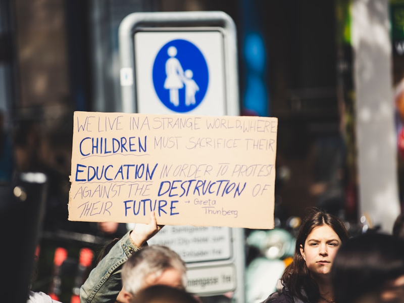 WE LIVE IN A STRANGE WORLD WHERE CHILDREN MUST SACRIFICE THEIR EDUCATION IN ORDER TO PROTEST AGAINST THE DESTRUCTION OF THEIR FUTURE. Legendary & iconic quote from Greta Thunberg.