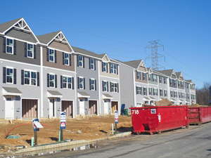 Row of townhouses under construction