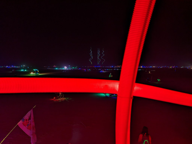 Lines, Drone show 1, Burning Man, Black Rock City, Back Rock Desert, Pershing County, Nevada, USA