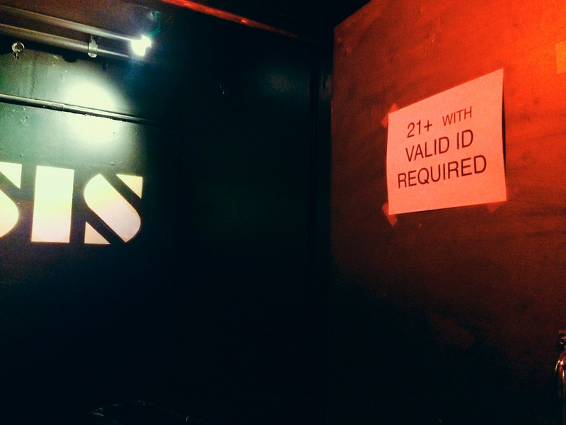 21 and over with Valid Id Required Sign at Oasis Nightclub