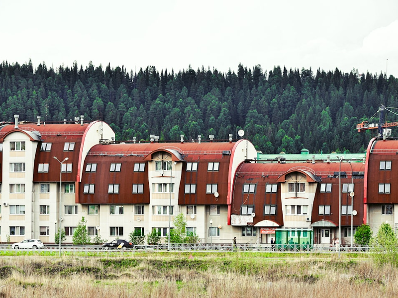 red and white concrete building