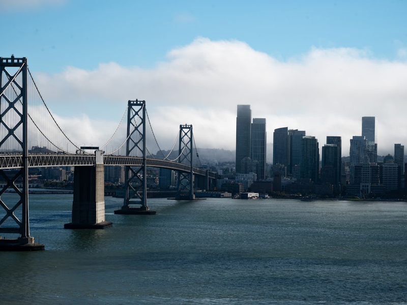 San francisco bay bridge and city skyline
