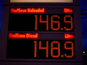 a gas station sign displays the time for gas prices