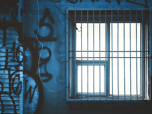 gray metal window grills