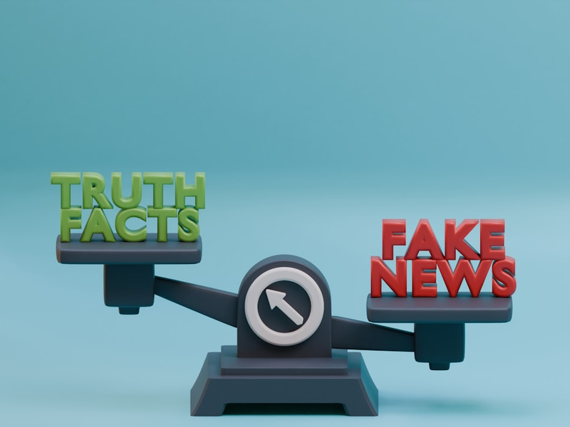 Weighing Truth Facts and Fake News. 3D Render.