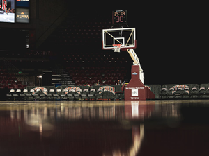 white and red basketball hoop