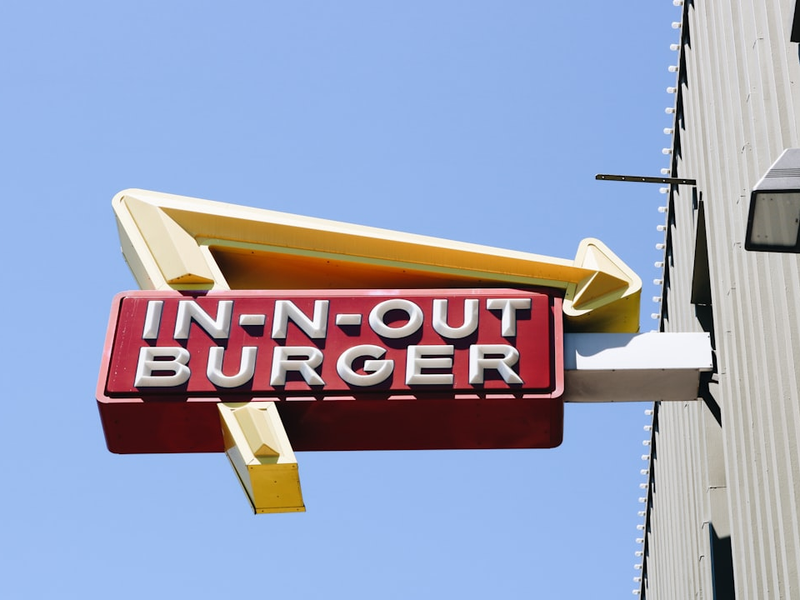 white In-N-Out Burger neon sign