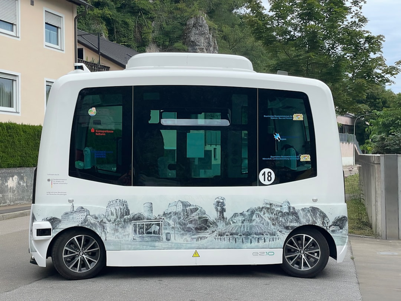 Autonomous driving bus at the Weltenburg monastary in Bavaria, Germany