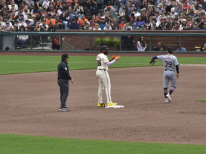 Jerar Encarnación standing on 2nd base