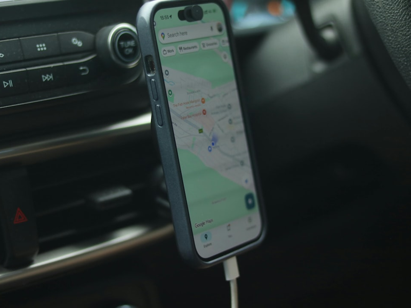 Using Google Maps to drive to your destination.