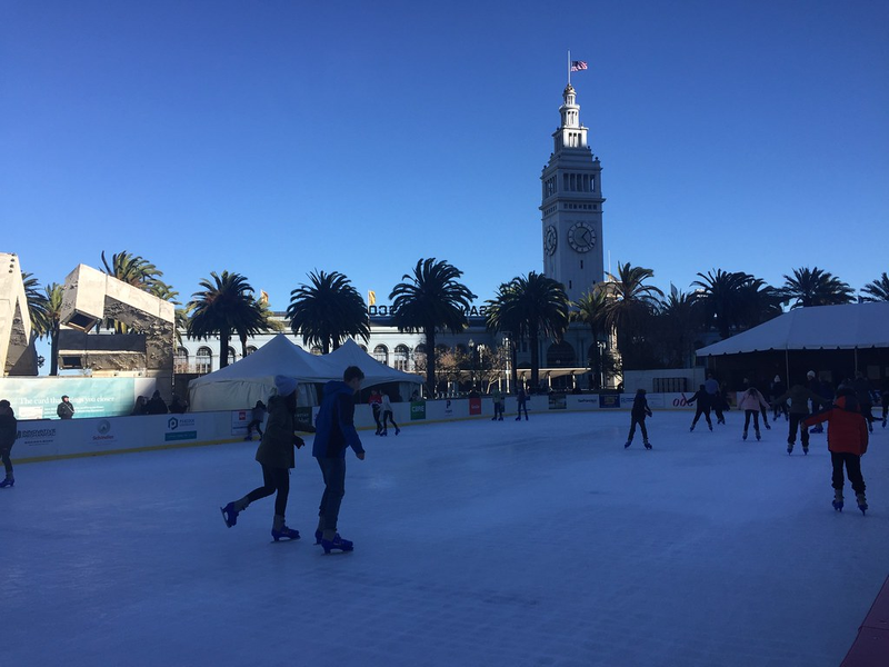 Ice skating, Embarcadero plaza, Ferry Building, San Francisco