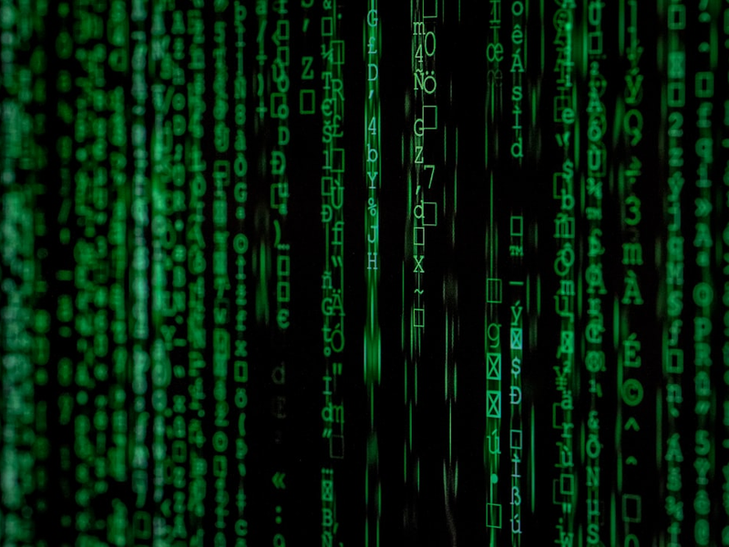Hacker binary attack code. Made with Canon 5d Mark III and analog vintage lens, Leica APO Macro Elmarit-R 2.8 100mm (Year: 1993)