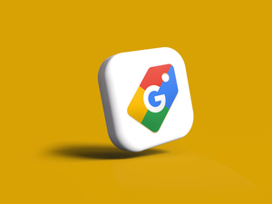 Google Shopping icon in 3D. My 3D work may be seen in the section titled "3D Render."