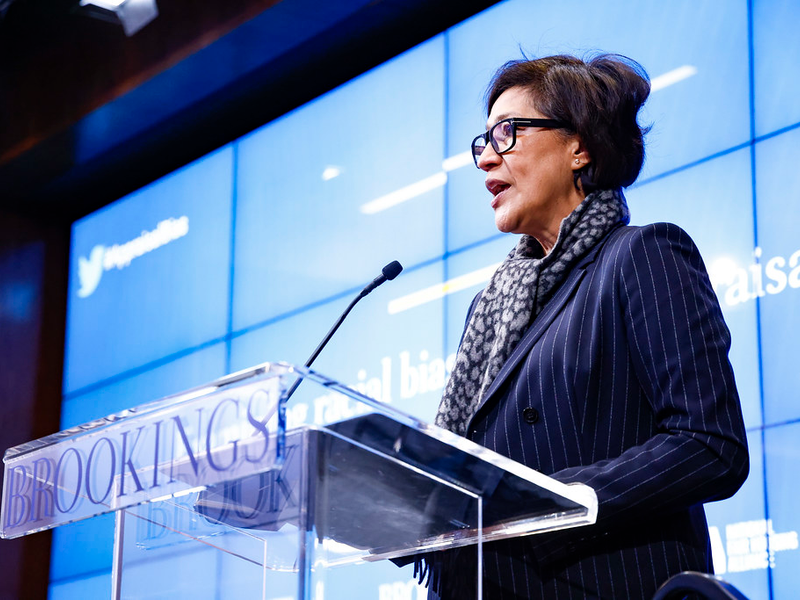 Zixta Martinez, Consumer Financial Protection Bureau Deputy Director, provides closing remarks for an event at Brookings focusing on racial bias in home appraisals.