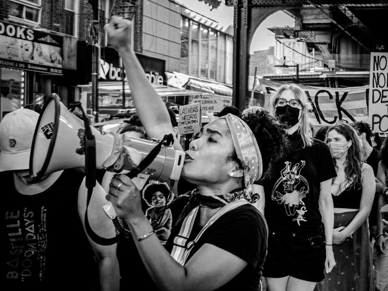 Leading the protests for Black Lives Matter in Flushing, Queens, July 2020