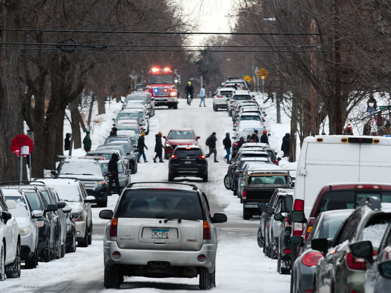 Protesters gathering for a protest and against ICE