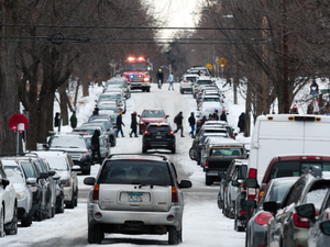 Protesters gathering for a protest and against ICE