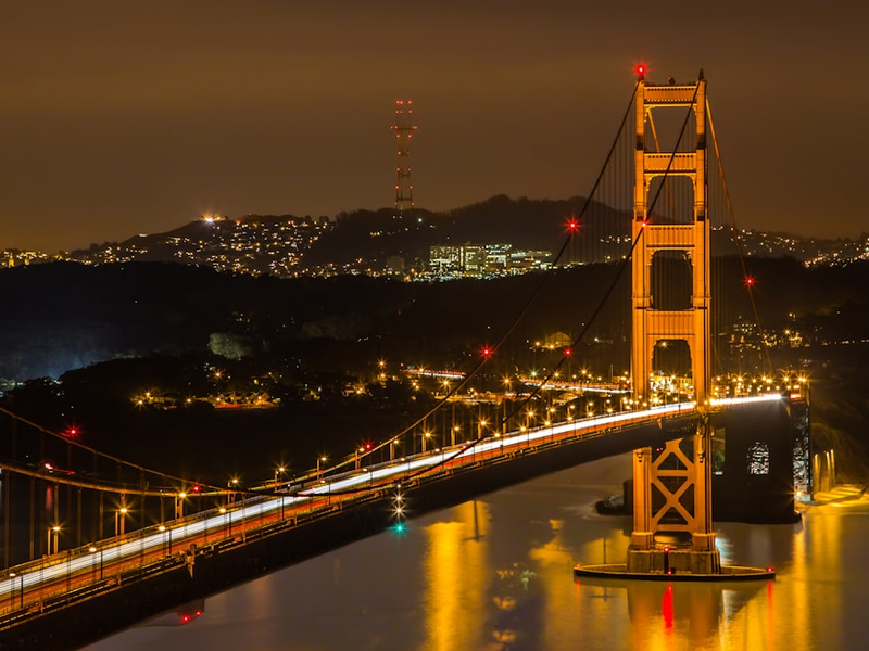 golden gate bridge during night time