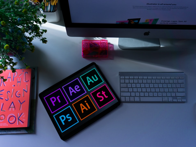 Ipad featuring adobe software in the daytime.