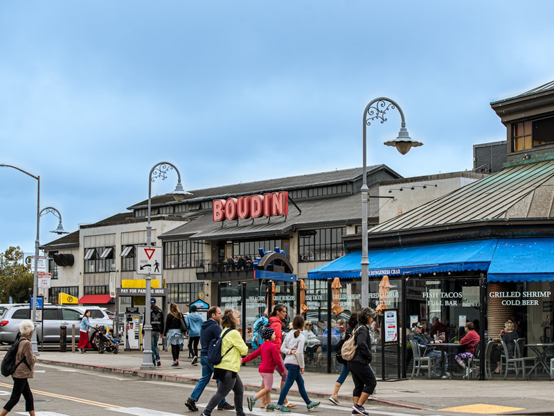 people walking on a street