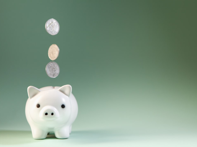 piggy bank and coins. saving money for business