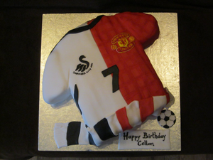 Swansea City/ Manchester United shirt cake