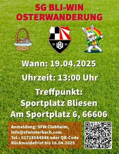 Ankündigung der SG Bli-Win Osterwanderung 2025