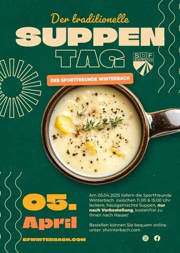 Flyer für den Suppentag der Sportfreunde Winterbach