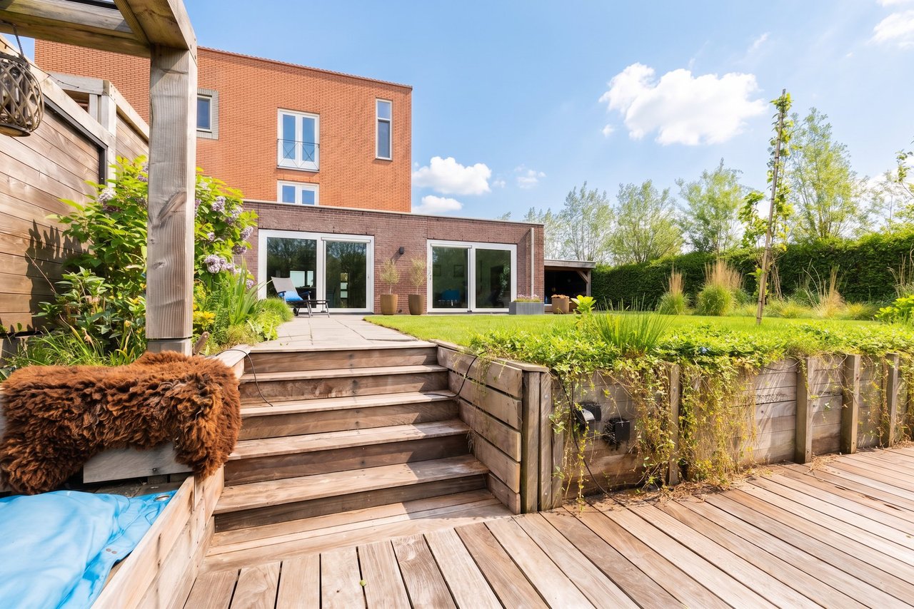 Tuin voor en na blauwe lucht bewerking, Na
