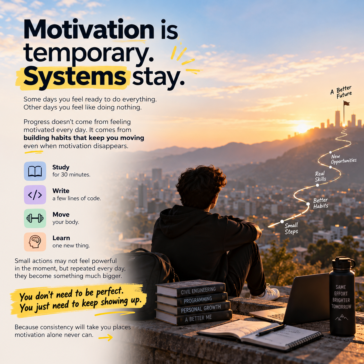 ⚡   Motivation is temporary. Systems stay.