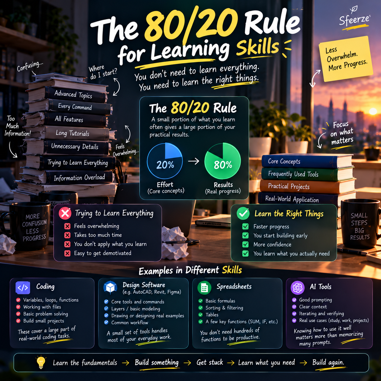 🎯   You don't need to learn 100% of a skill before you start using it.