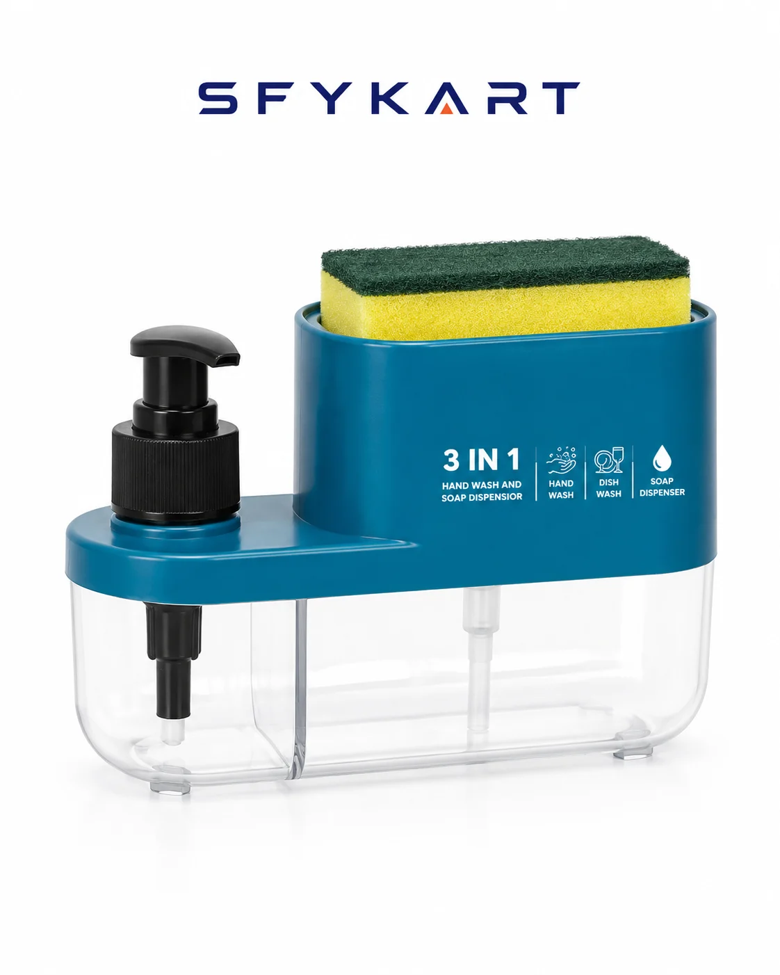 SFYKART 3 In 1 Hand Wash & Soap Dispenser with Sponge Holder