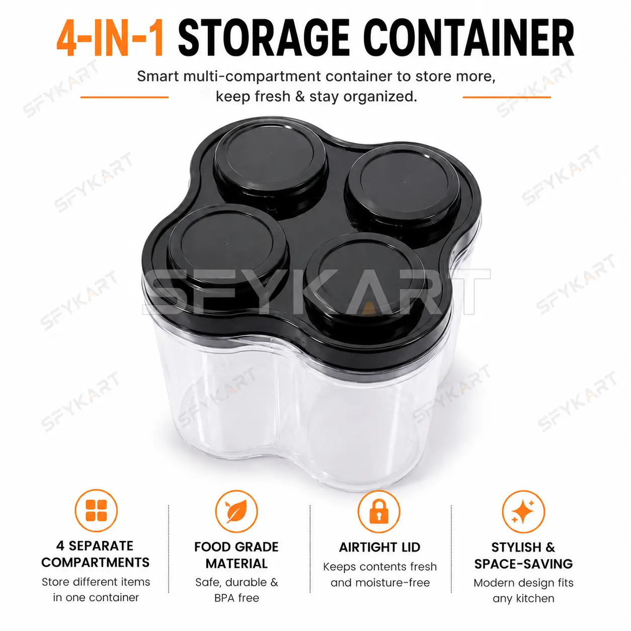 SFYKART 4 In 1 Storage Container with Airtight Lid view 2