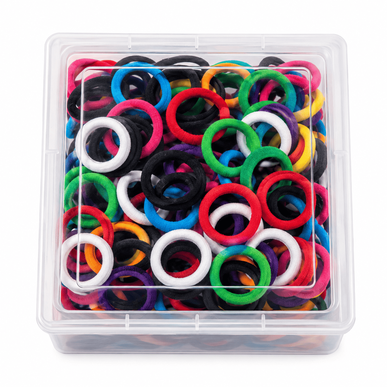 100 Pcs Large Hair Rubber Bands for Women & Girls | Soft Stretchable Multicolor Elastic Hair Ties with Storage Box view 2