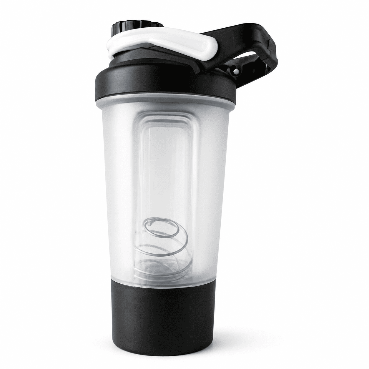 Premium 750ml Protein Shaker Mixer Bottle with Steel Mixing Ball & Storage Compartment – Leak-Proof BPA-Free Gym Shaker, Black