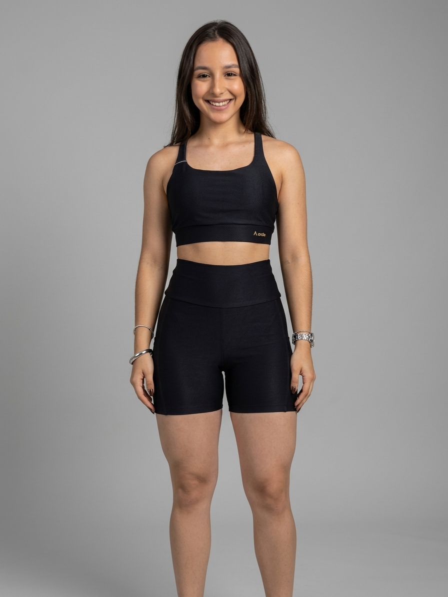 Conjunto Fitness: Top Cropped & Bermuda Biker - 4