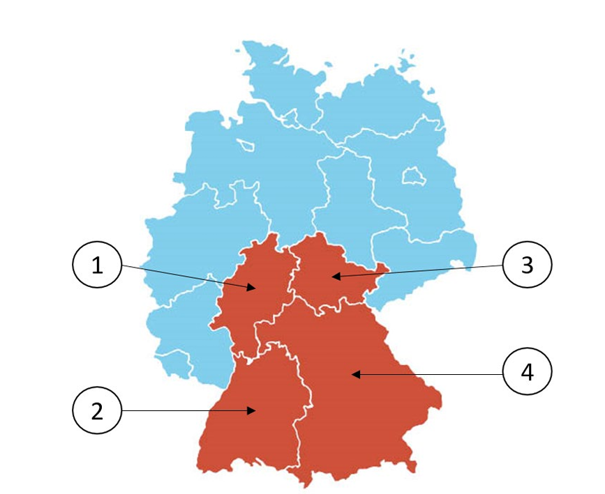 Abbildung zur Frage 8: Welches Bundesland ist Bayern (Bavaria)?