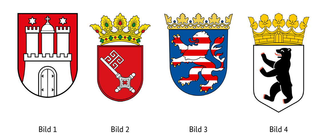 Abbildung zur Frage 1: Welches Wappen gehört zum Bundesland Berlin?