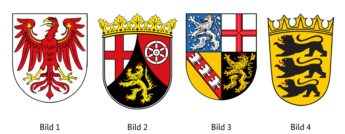 Abbildung zur Frage 1: Welches Wappen gehört zum Bundesland Brandenburg?