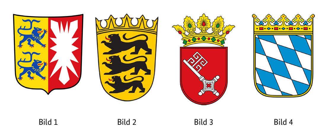 Abbildung zur Frage 1: Welches Wappen gehört zum Bundesland Bremen?