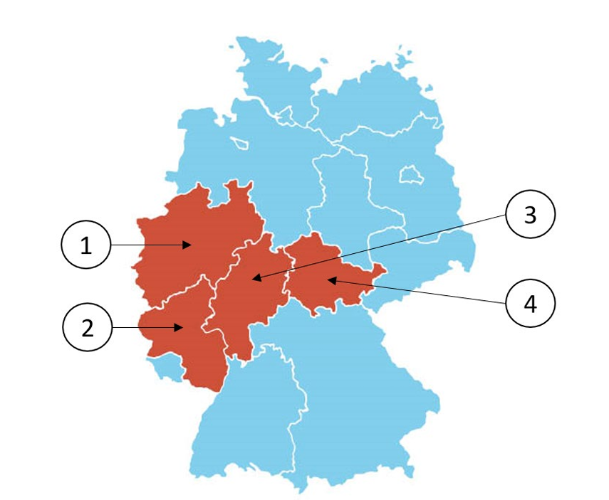 Abbildung zur Frage 8: Welches Bundesland ist Hessen (Hesse)?