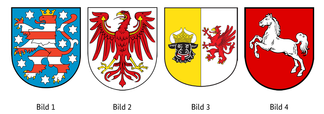 Abbildung zur Frage 1: Welches Wappen gehört zum Bundesland Mecklenburg-Vorpommern?