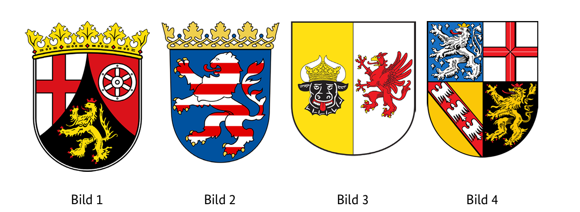 Abbildung zur Frage 1: Welches Wappen gehört zum Bundesland Saarland?